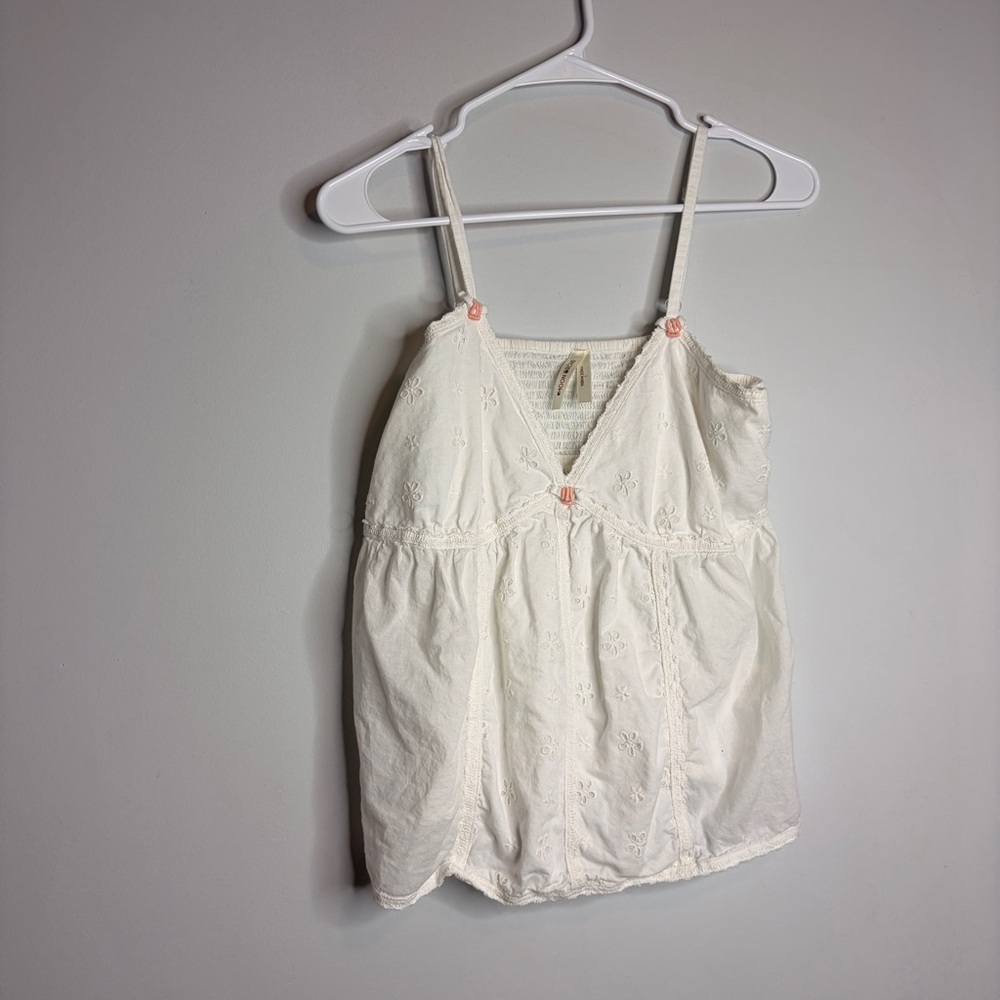 Moon Orchid Cropped Tank Women’s White Eyelet Camisole Top L
